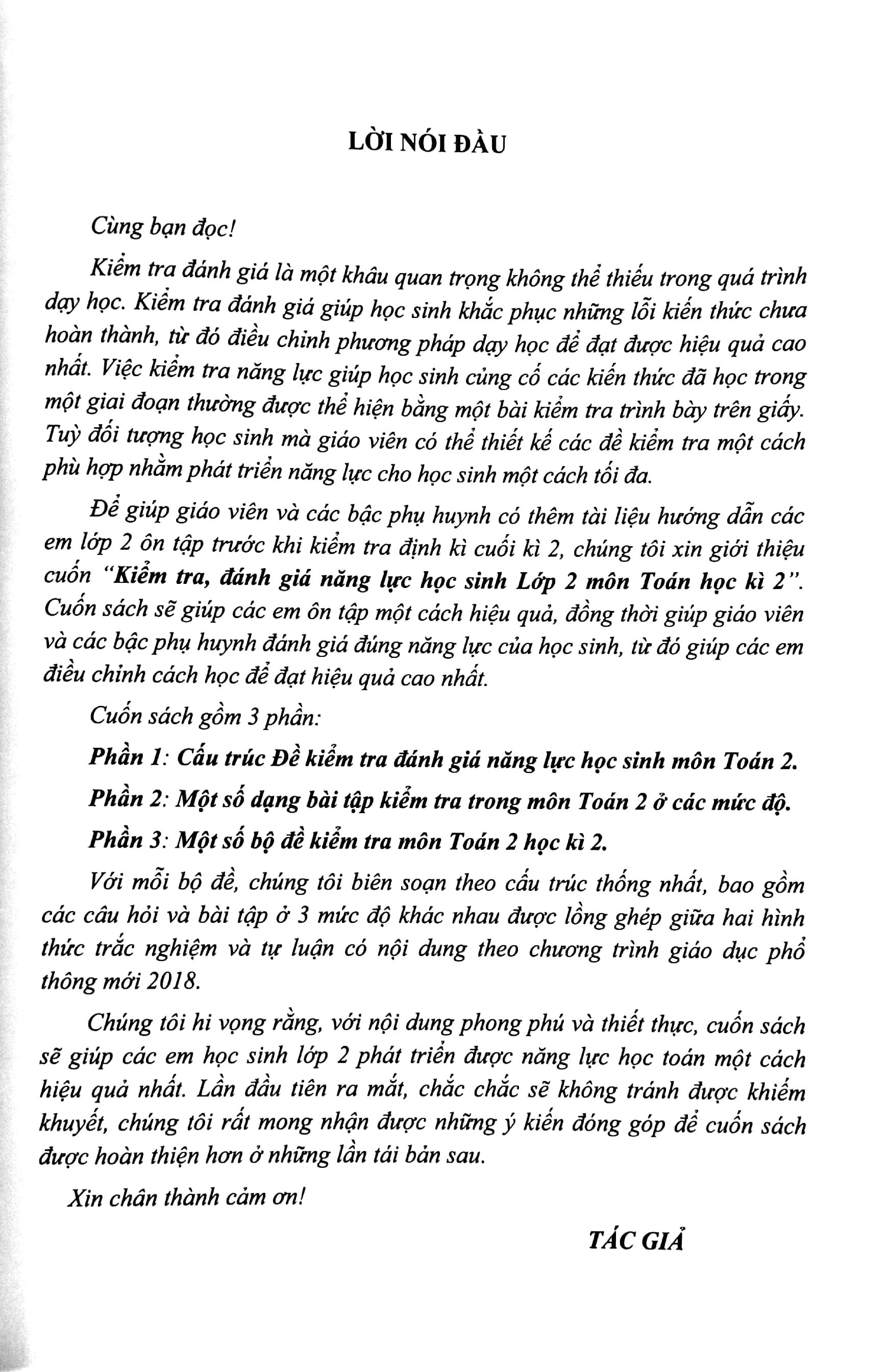 Kiểm Tra, Đánh Giá Nặng Lực Học Sinh Môn Toán 2 - Học Kì 2