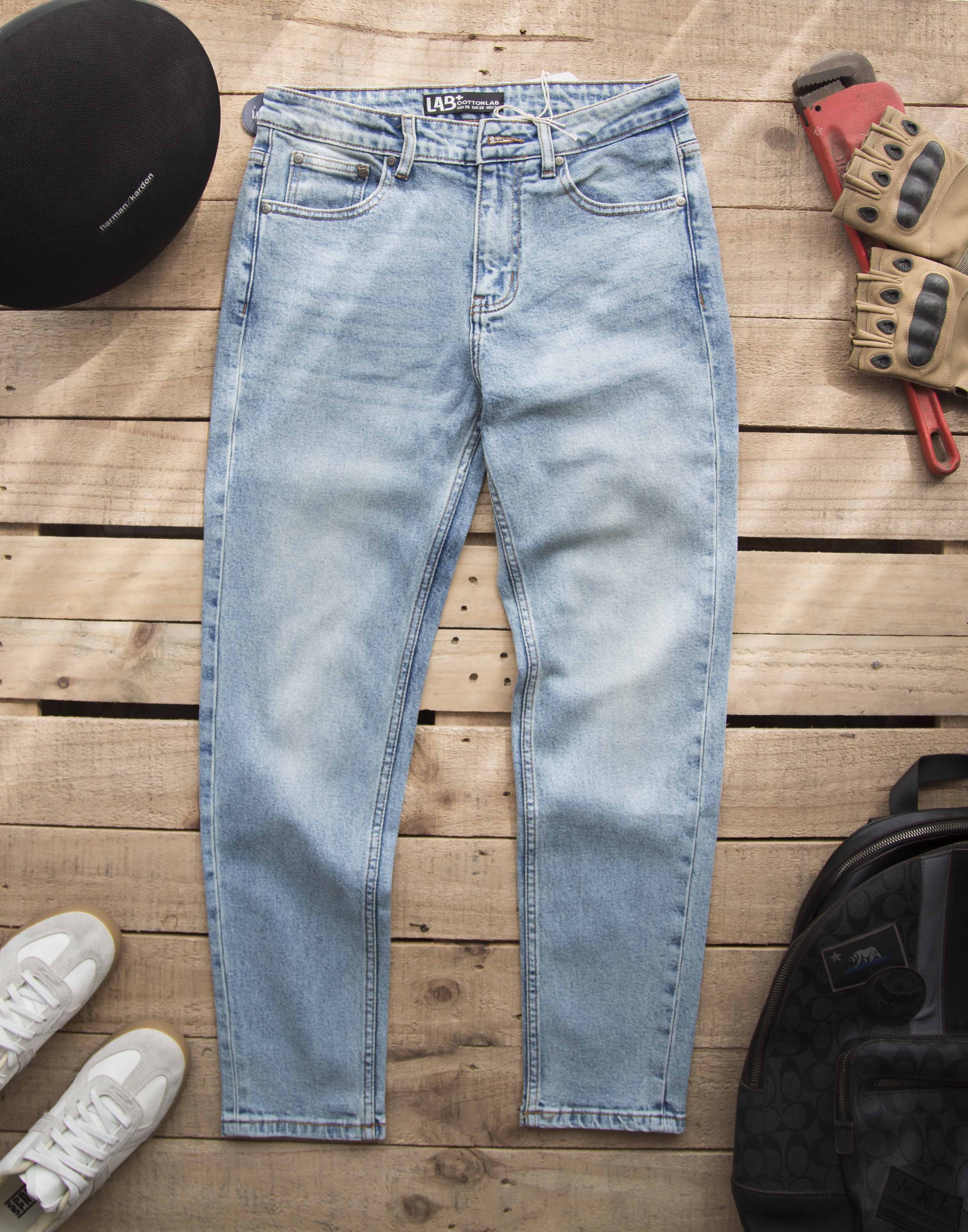 [CHÍNH HÃNG] Quần Jean nam vải Denim co giãn nhẹ form Slimfit | quần nam jean xanh bạc - LAB903