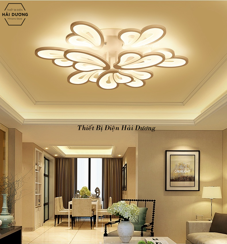 Đèn Ốp Trần Decor 9 Cánh Bướm NT020 - 3 Chế Độ Ánh Sáng - Tăng Giảm Ánh Sáng - Điều Khiển Từ Xa - Kết Nối Điện Thoại