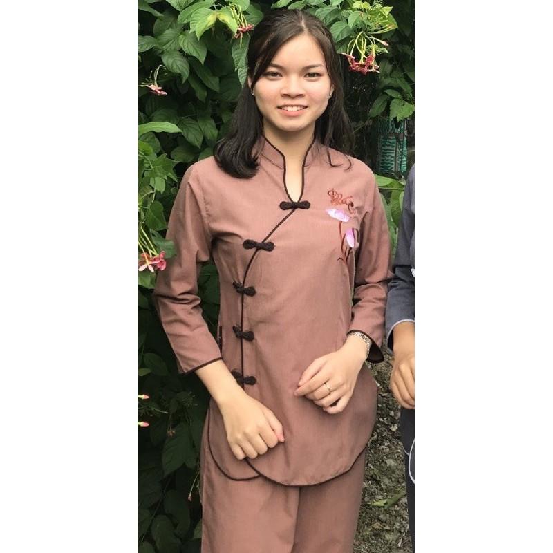 Đồ Lam đi Chùa Xéo Thêu Hoa Sen