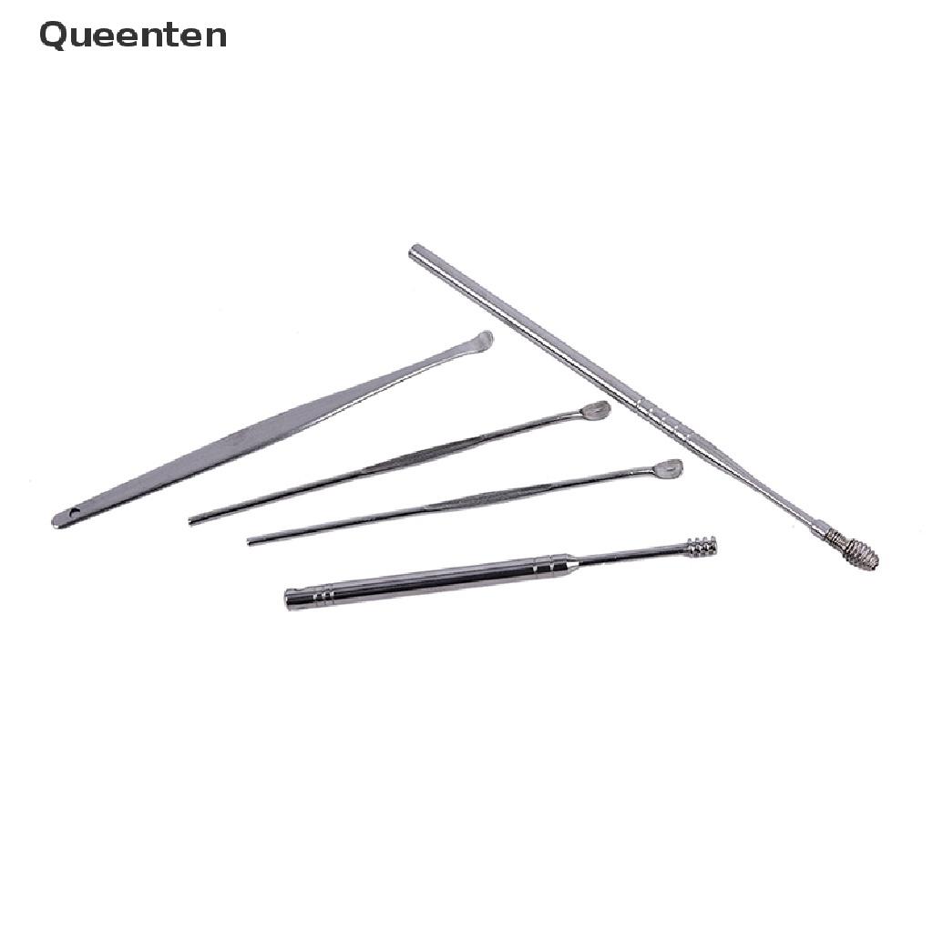 Queenten 5pcs Stainless Steel Ear Pick Wax Curette Remover Cleaner Care EarPick Tool QT