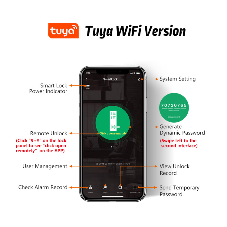 8 Ngôn Ngữ Điện Tử Tuya Wifi Tự Động Khóa Cửa Thông Minh Ứng Dụng TTLock Vân Tay Chống Nhìn Trộm Mật Khẩu Thẻ IC Chìa Khóa Kim Loại Mở Khóa