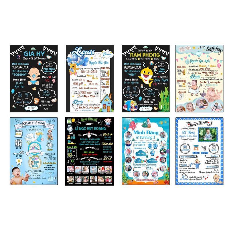 BẢNG ẢNH 12 THÁNG, BẢNG THÔNG TIN BÉ SINH NHẬT