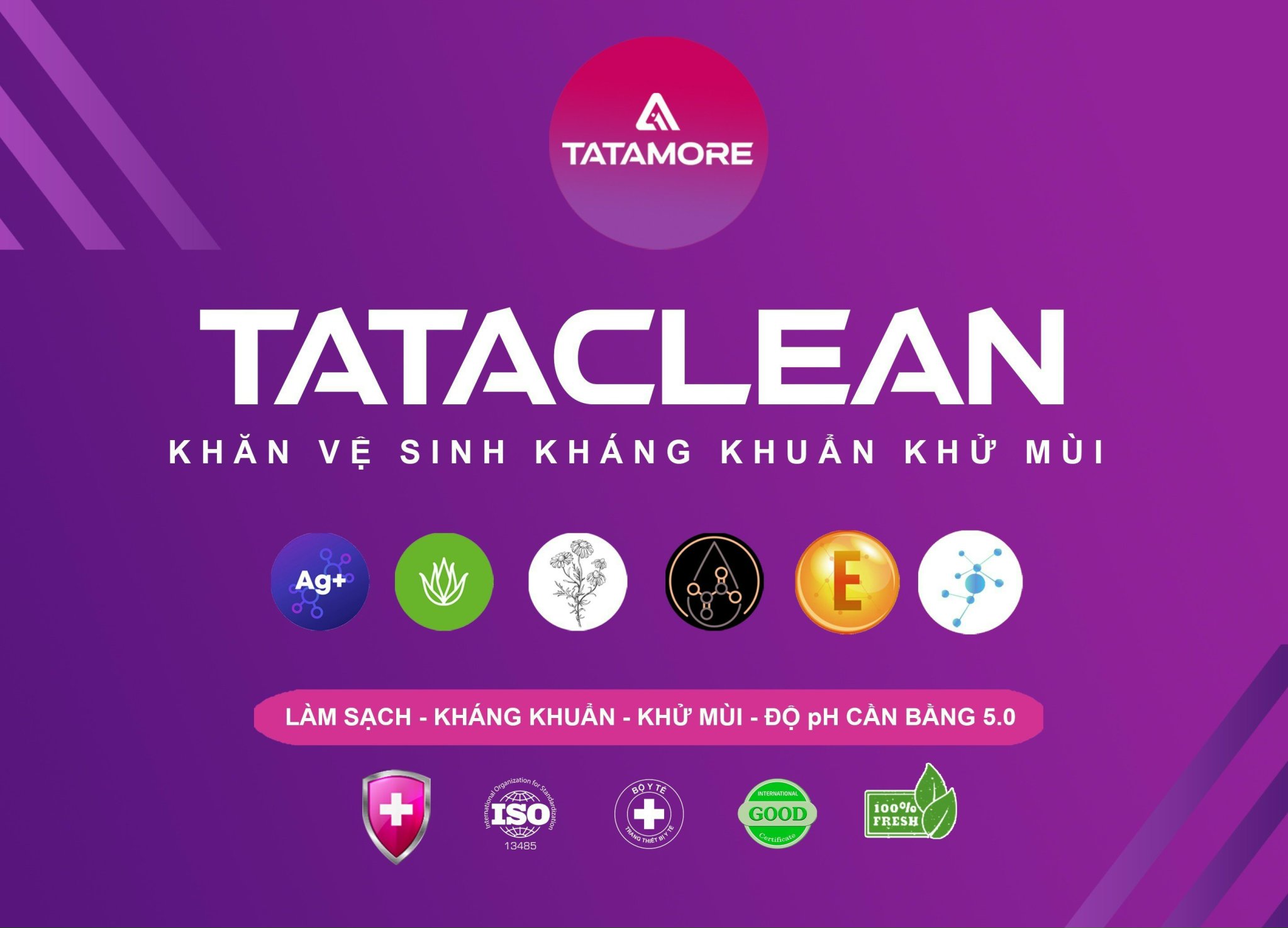 5 Hộp Khăn vệ sinh kháng khuẩn khử mùi Tataclean