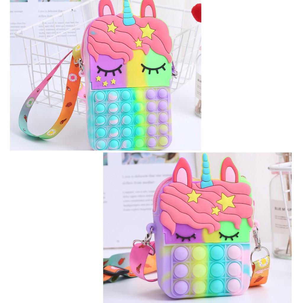 Túi POP IT Unicorn đeo chéo phiên bản giải toả căng thẳng MINI cho bé.