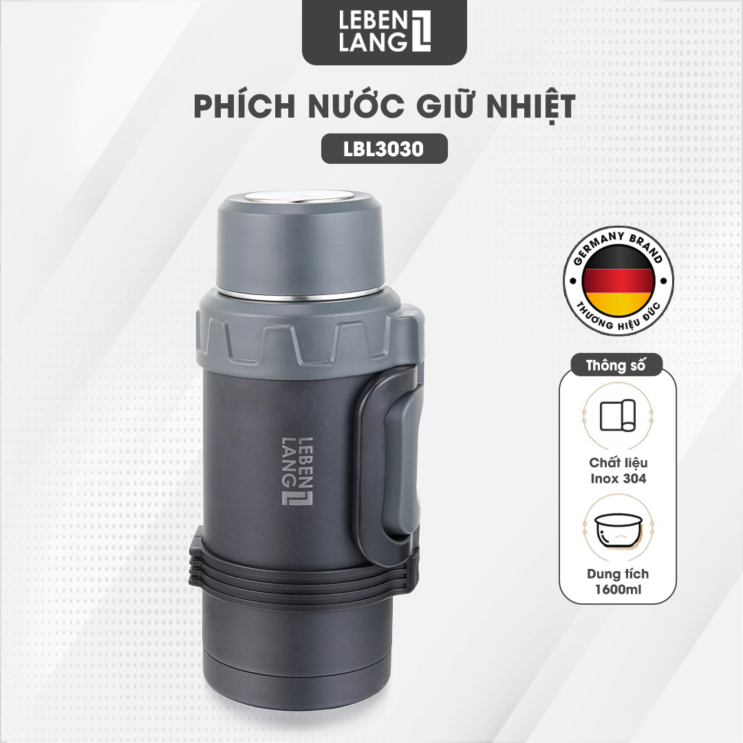 Phích nước giữ nhiệt Lebenlang LBL3030, bình giữ nhiệt dung tích 1600ml - hàng chính hãng