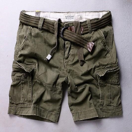 Quần short túi hộp_ngắn( kèm thắt lưng)_dã ngoại - xanh lính