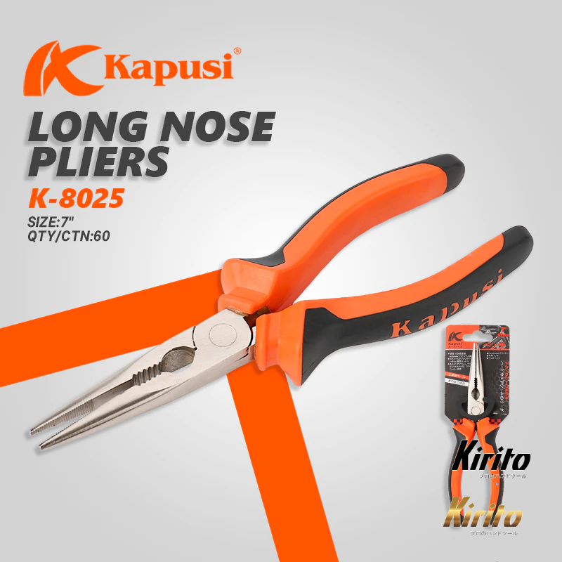 Kìm nhọn Kapusi Japan cỡ 7 inch chính hãng chất liệu thép CRV không gỉ siêu cứng siêu bền