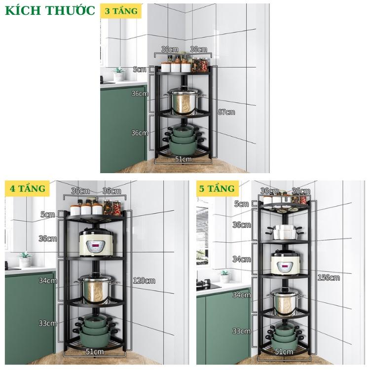 Kệ góc tường gập gọn đa năng để đồ nhà bếp thông minh 3/4/5 tầng tiện lợi_Nutosan