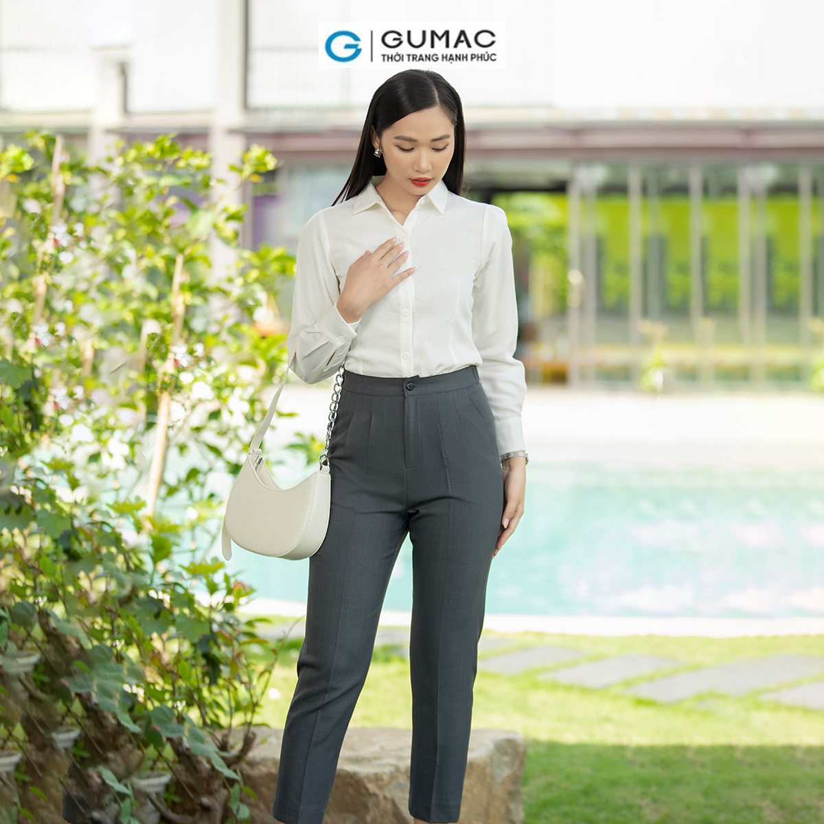 Quần tây nữ ống đứng xếp ly tôn dáng thanh lịch thời trang GUMAC QD07036