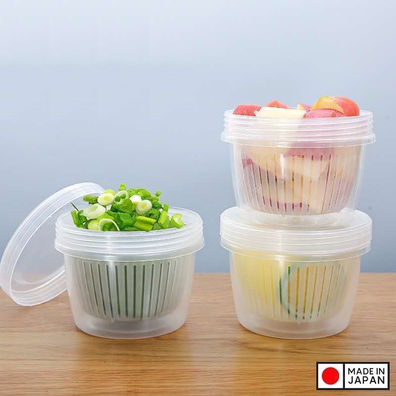Bộ hộp đựng thực phẩm tròn 2 lớp NAKAYA W/S 500ml - Hàng nội địa Nhật Bản