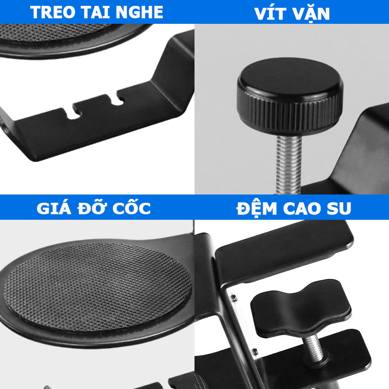 Giá Để Tai Nghe Kẹp Cạnh Bàn; Kệ Treo Tai Nghe; Giá Đỡ Tai Nghe Headphone Gaming; Giá Để Cốc; Setup Bàn Làm Việc