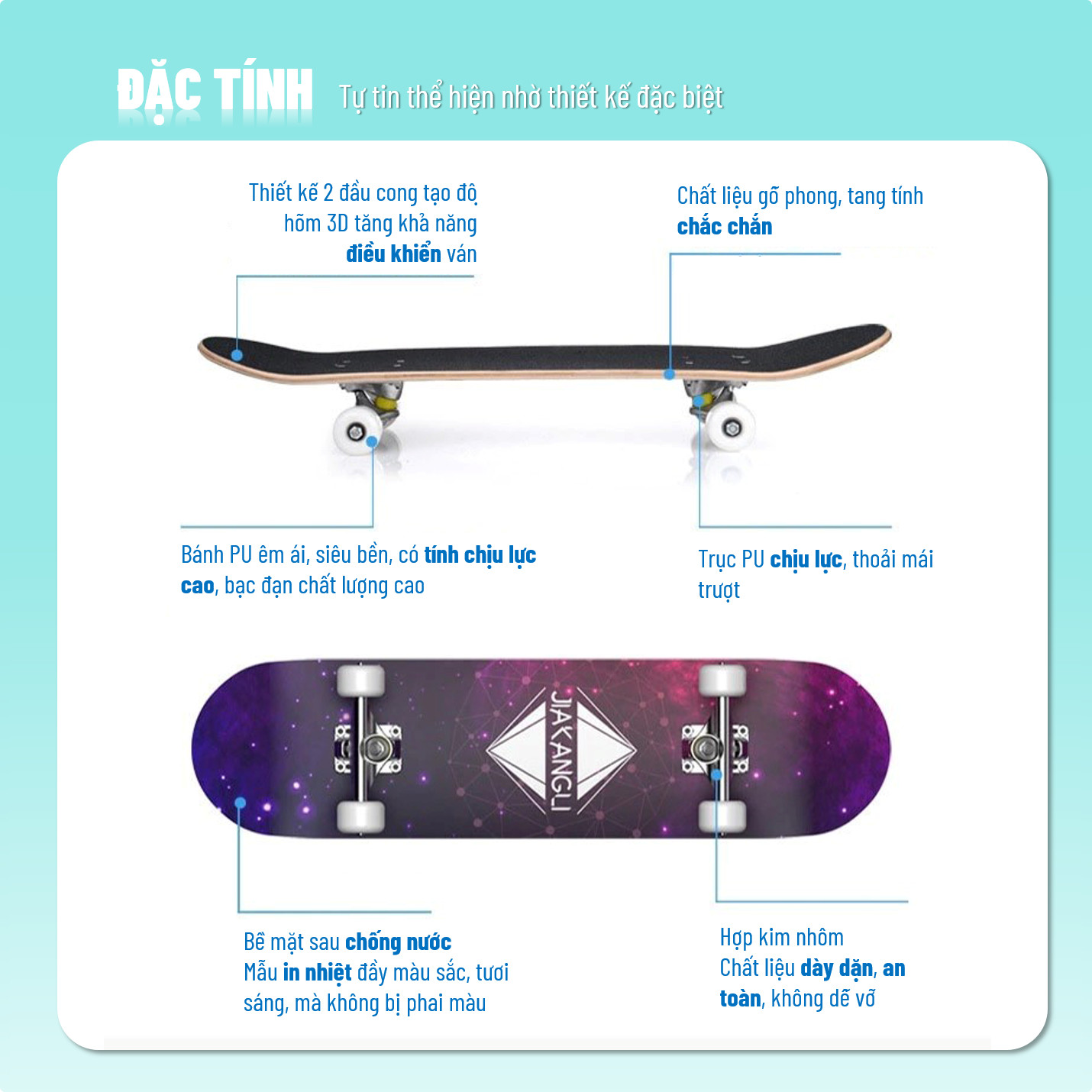 Ván Trượt Skate Board 80 cm - Tặng Tools Tháo lắp - Có Nhám Chống Trượt, Gỗ Phong 7 Lớp Chống Nước Cực Tốt - Trục Kim Loại Chịu Lực Tốt - nhiều mẫu