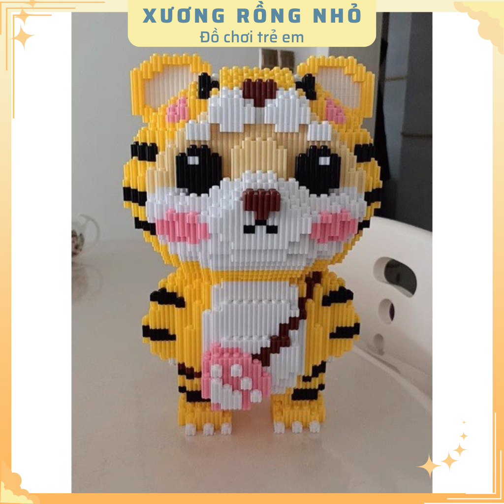 Mô hình đồ chơi lắp ráp 3D Hổ Vàng Đi Học 30cm mô hình cỡ lớn nannoblock bear brick Xương Rồng Nhỏ