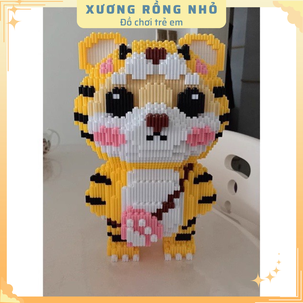 Mô hình đồ chơi  lắp ráp 3D Hổ Vàng Đi Học 30cm mô hình cỡ lớn nannoblock bear brick Xương Rồng Nhỏ