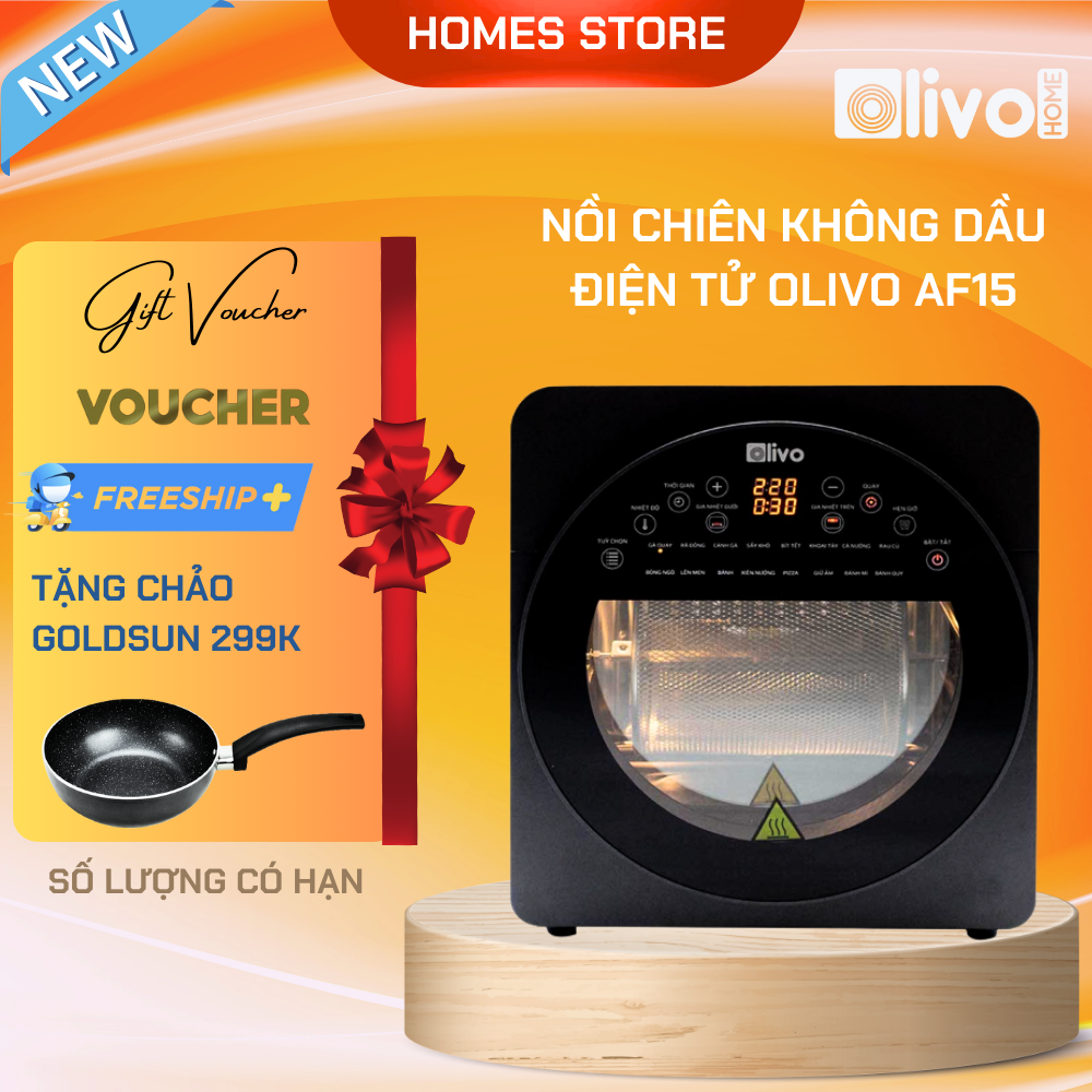 Nồi Chiên Không Dầu OLIVO AF15 Thương Hiệu Mỹ 16 Chức Năng Nấu, Dung Tích 16L Công Suất 2000W - Hàng Chính Hãng