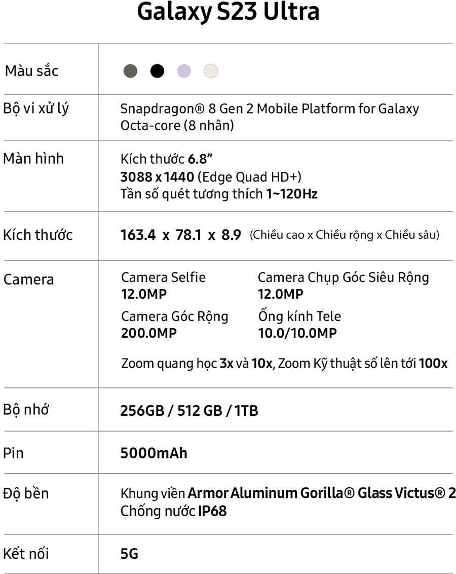 Điện thoại Samsung Galaxy S23 Ultra 5G (8GB/256GB)