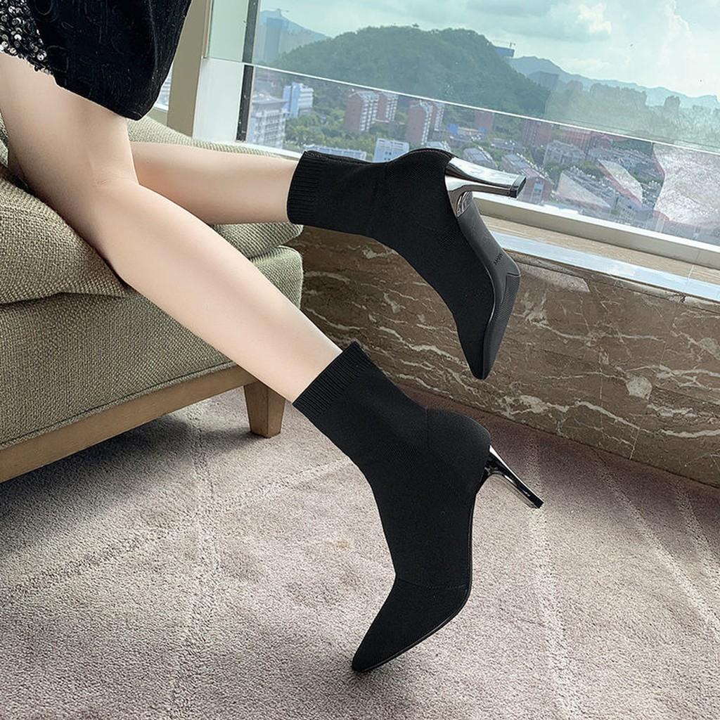 Bốt len nữ gót gương 7 phân (mã 138-7