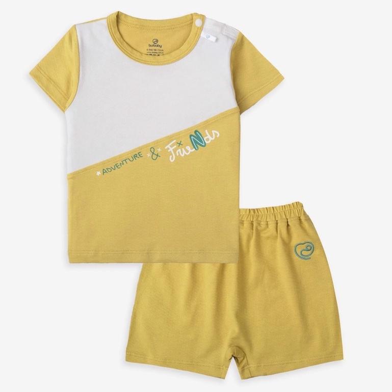 Bộ cộc tay Bamboo cotton Bu baby BBC130101 cho bé từ 6 tháng đến 4 tuổi - Xanh ghi