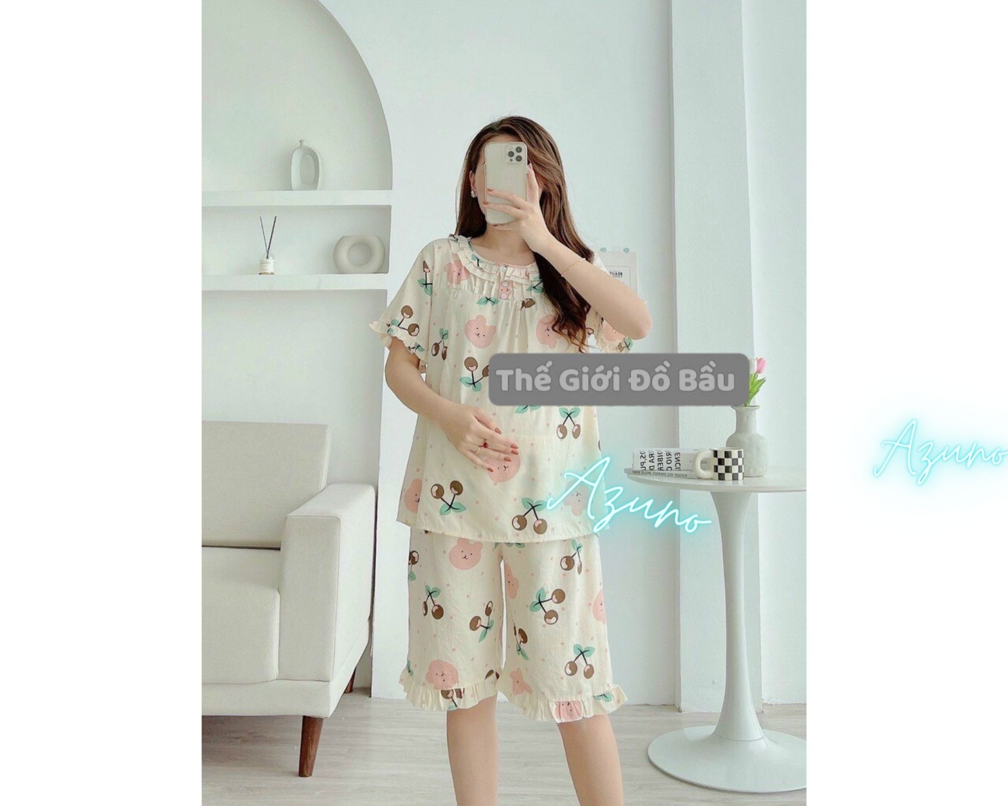 Đồ Bộ Bầu Và Sau Sinh Ngắn Tay Chất Liệu Đũi Hàn Cao Cấp Nhiều Màu Hoa Nhí Siêu Mát Nhẹ Tênh