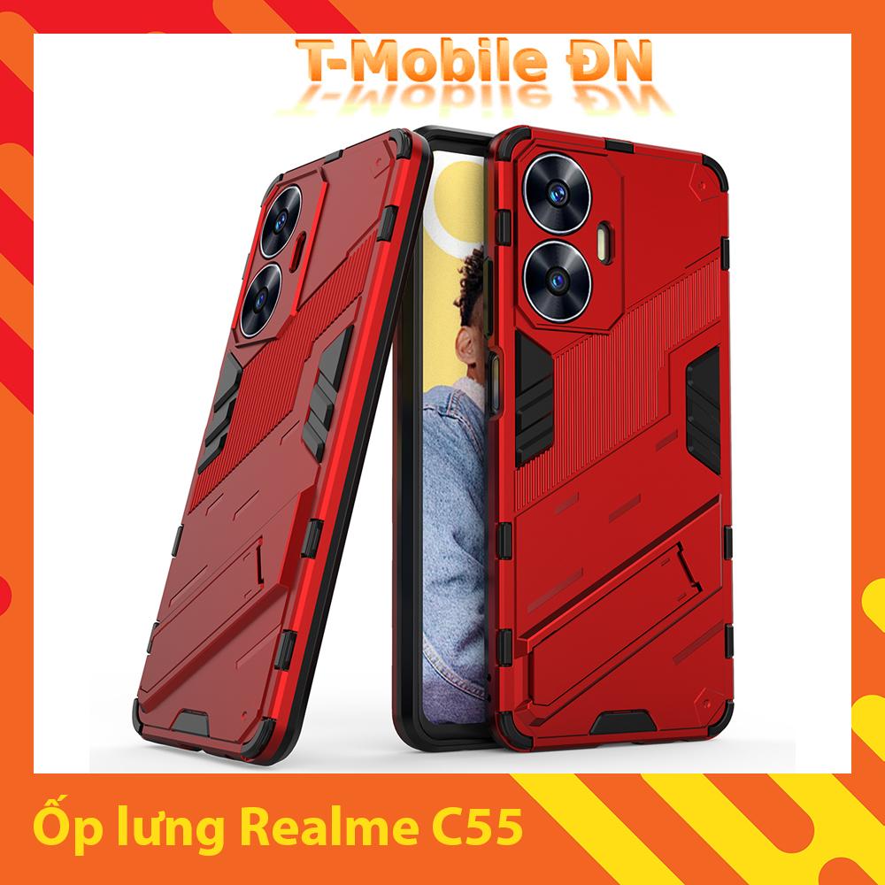 Ốp lưng cho Realme C55, Ốp chống sốc Iron Man PUNK cao cấp kèm giá đỡ cho Realme C55