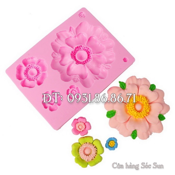 Khuôn silicon 4 hoa lớn nhỏ các loại - Mã số 1511