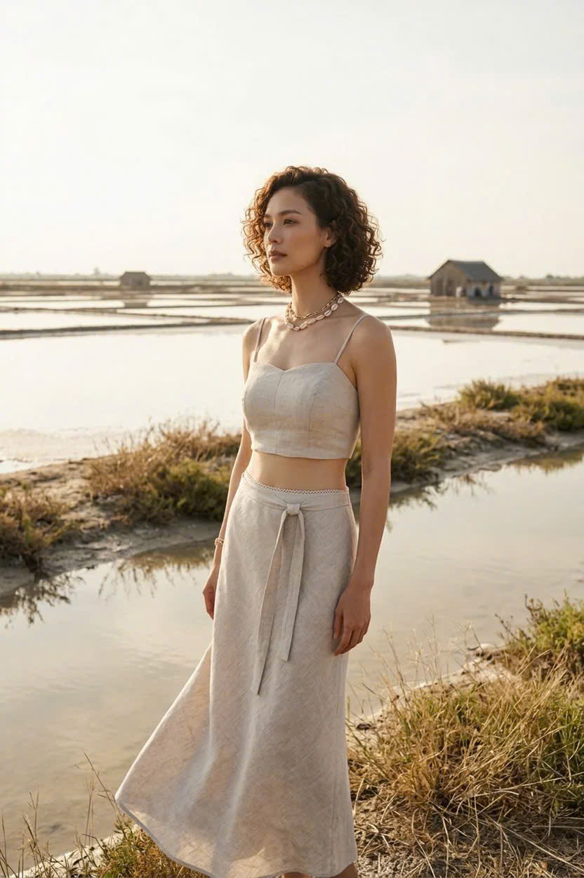 Áo Croptop Hai Dây Linen Vải Lanh Xám Muối Tiêu TOP208 Thời trang Hity