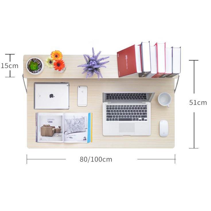Bàn làm việc xếp gọn 100x51cm - Bàn xếp 2 tầng chân sắt
