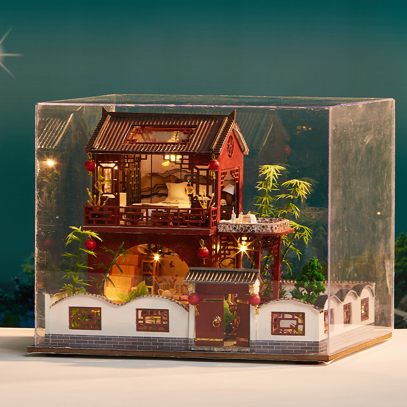 Mô hình nhà DIY Doll House Bamboo Meaning Palivion Kèm Mica Chống bụi
