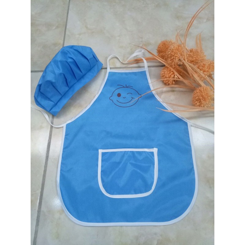 Bộ tạp dề và mũ cho bé và cô giáo mầm non loại đẹp có in hình ĐƯỢC CHỌN MÀU