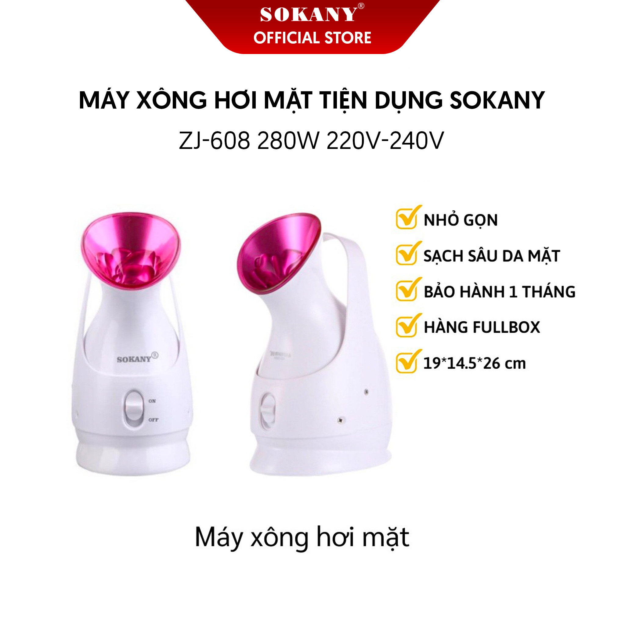 Máy Xông Hơi Mặt Tiện Dụng SOKANY ZJ-608 280W 220V-240V Bảo Hành 12 Tháng