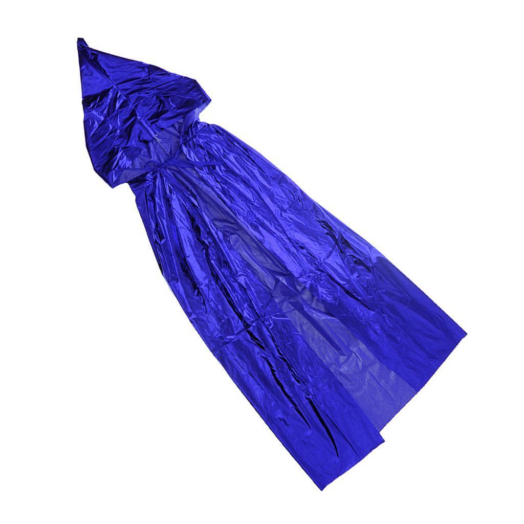 Adults Metallic Hooded Cape Cloak Robe Halloween Gothic Witch Costume