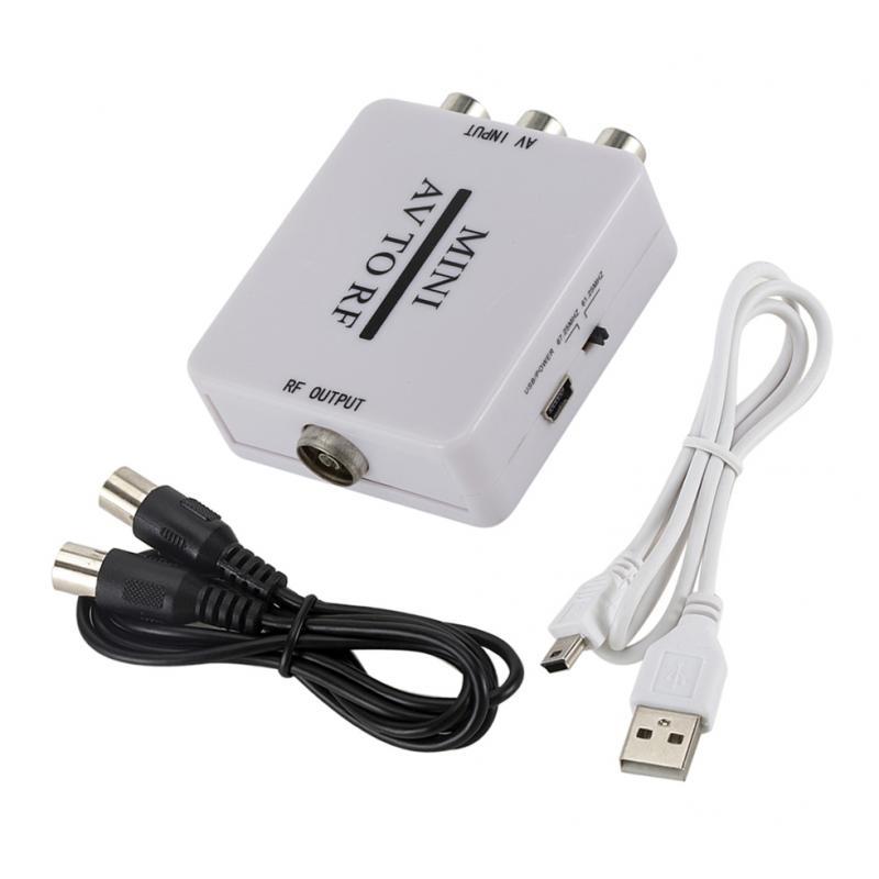 Portable 2 Pcs AV to RF Converter Box TV Station-selector 67.25Mhz 61.25Mhz