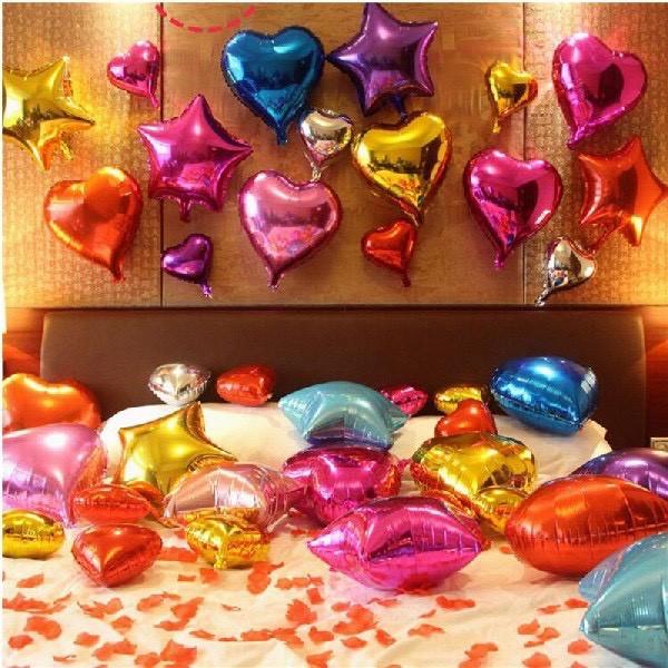 Bóng Hình Trái Tim Trang Trí Sinh Nhật, Tiệc, Sự Kiện,Bóng Tráng Bạc Nhiều Màu Nhiều Size BB62