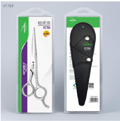 Kéo cắt tóc Kềm Nghĩa KT704 Lưỡi dài kèm bao da