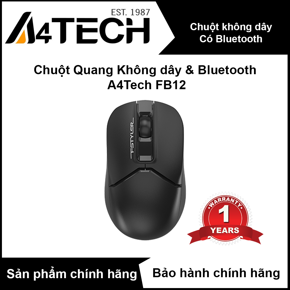 Chuột quang không dây 2.4Ghz & Bluetooth A4TECH FB12 Hàng Chính Hãng