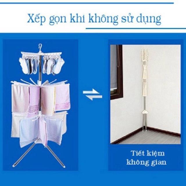 Dàn phơi, cây phơi quần áo khung inox, xoay 360 độ, xếp gọn