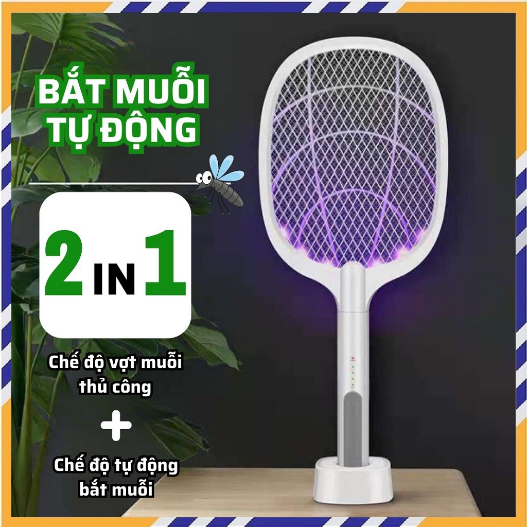 Vợt Muỗi Thông Minh Kiêm Đèn Bắt Muỗi Tự Động 3in1, Vợt Bắt Muỗi Đa Năng Sạc USB - Hàng Nhập Khẩu