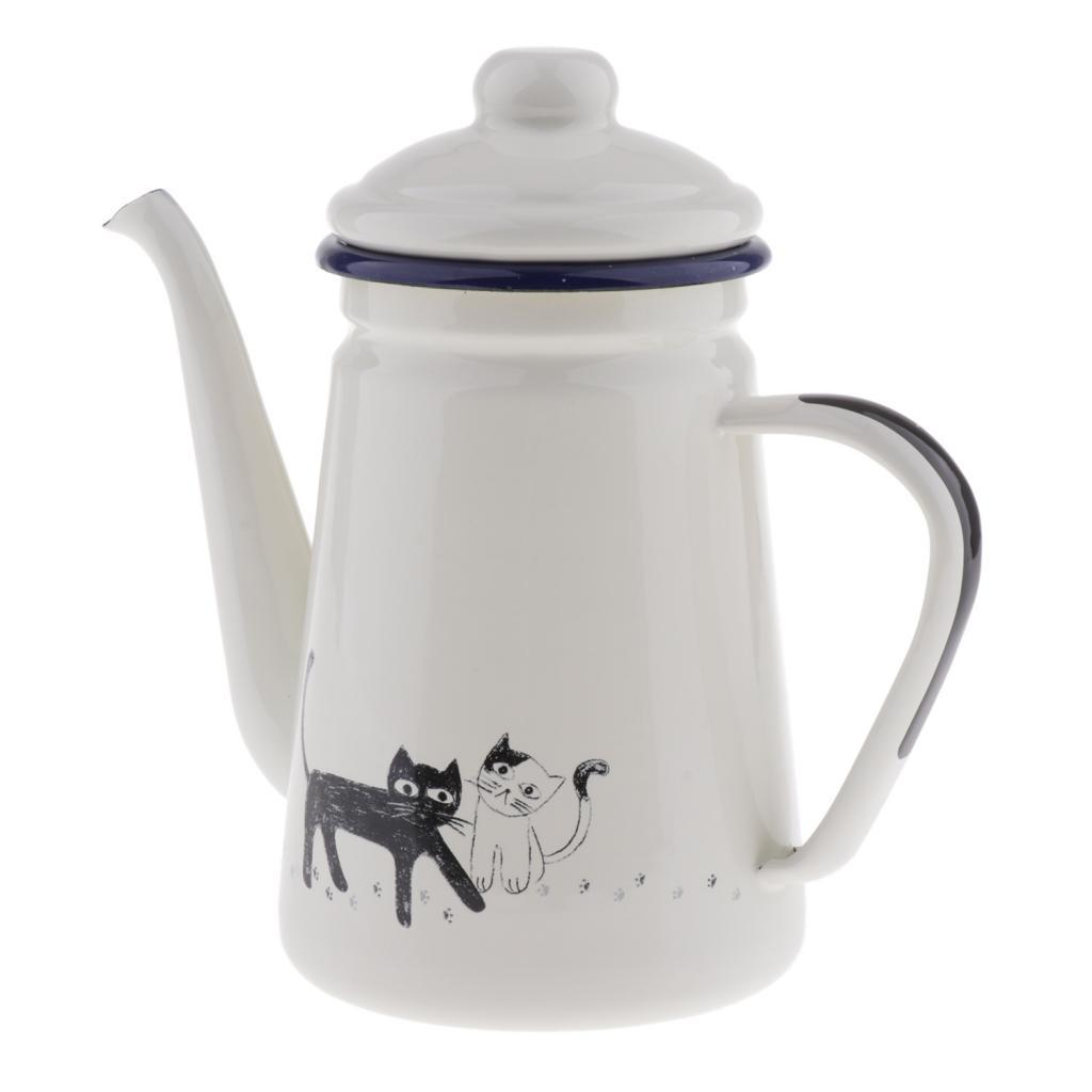 Enamel Teapot Loose Tea Leaf Infuser Tea Pot Coffee Tea Pot Kettle 1100ml