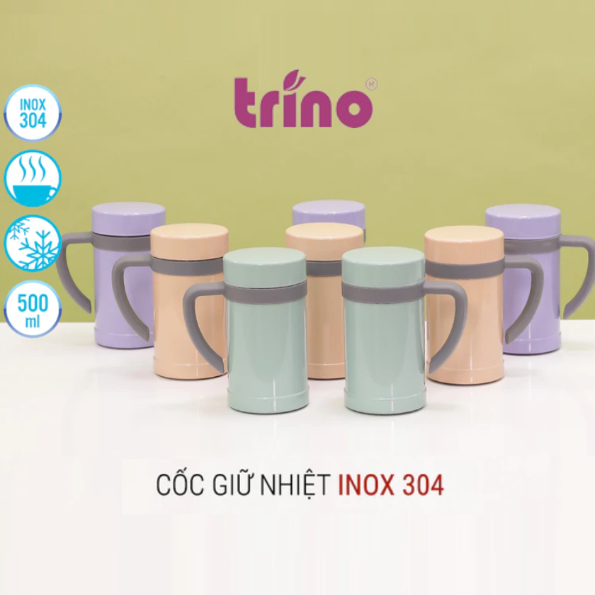 Bình Giữ Nhiệt Inox Có Tay Cầm Trino TN-550HL - Tím