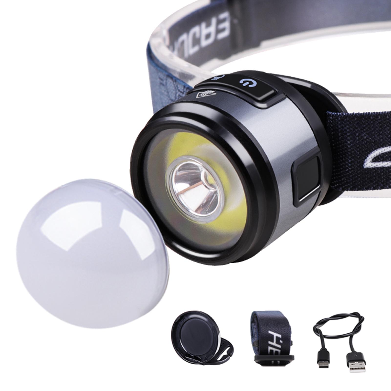 Super Bright LED Head Lamp Outdoor Rechargeable Flashlight Headlamp Work Light with Hat Clip and Magnet for Camping Hiking Cycling Running Fishing