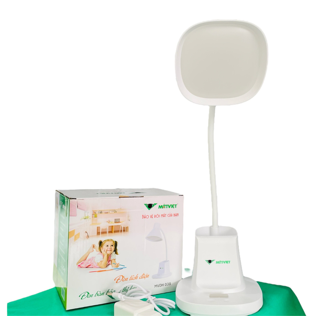 Đèn học tích điện để bàn Mắt Việt 038 6W 3 chế độ sáng kết hợp bóng ngủ tiết kiệm điện năng