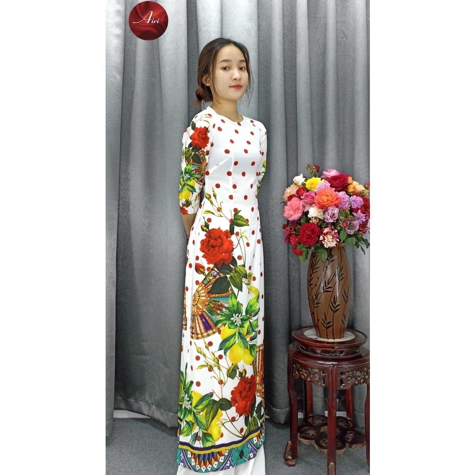 Áo dài nữ lụa nhật in 3d cao cấp siêu mềm mịn - Áo Dài Airi