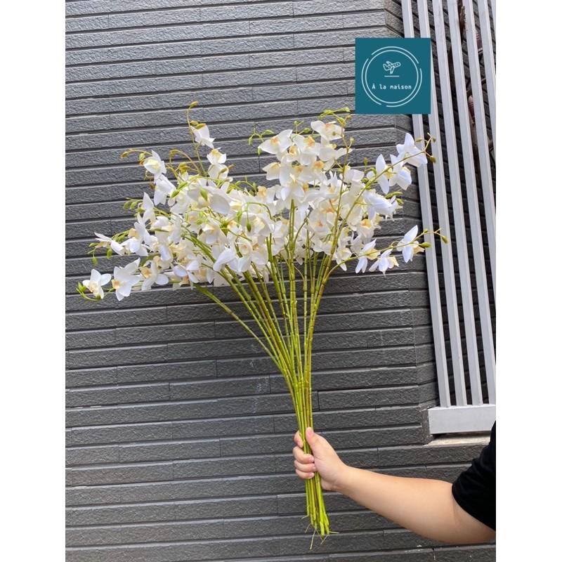 Hoa giả - Cành lan hoàng thảo 80cm trang trí không gian tươi mát sang trọng,hoa cô dâu,hoa lụa cao cấp