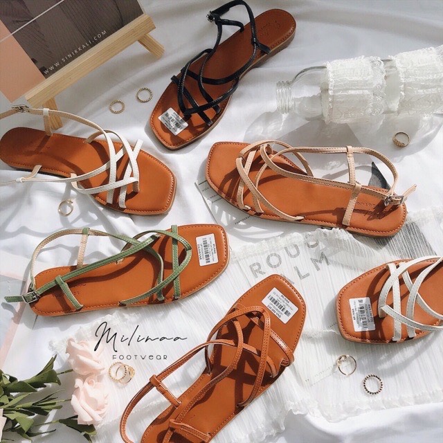 Sandal nữ đế bằng quai đan chéo siêu xinh-SB11