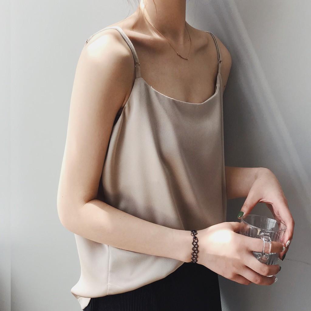 ÁO HAI DÂY CỔ NGANG VẢI LỤA (có hình tự chụp)