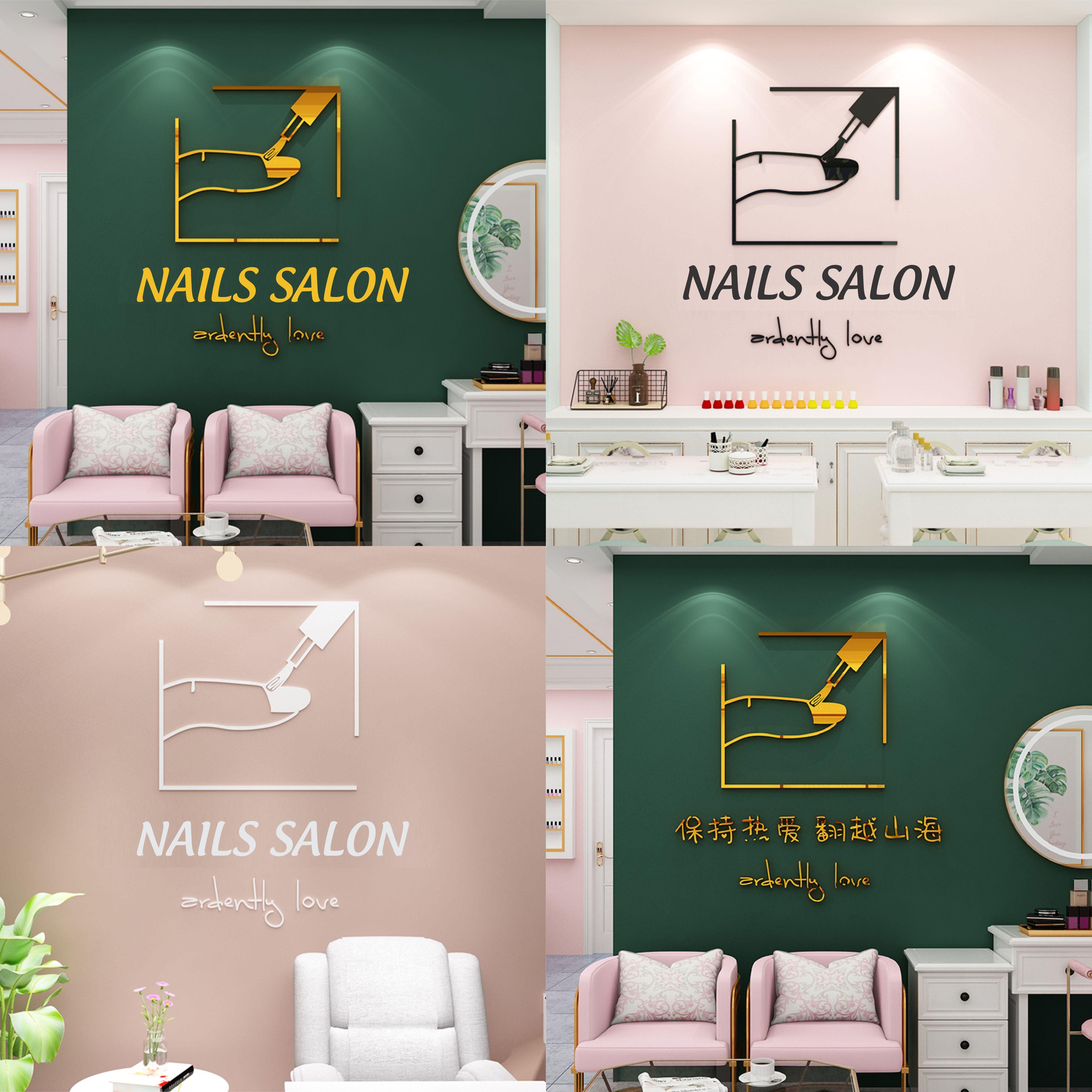 Tranh mica dán tường - trang trí cửa hàng làm móng tay và lông mi, thẩm mỹ viện, salon