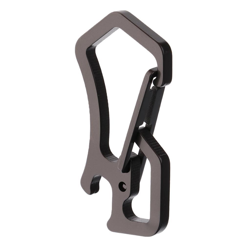 2 Pieces Carabiner Keychain Bottle Opener with Keyring Key Chain Corrosion Resistance Black Gray