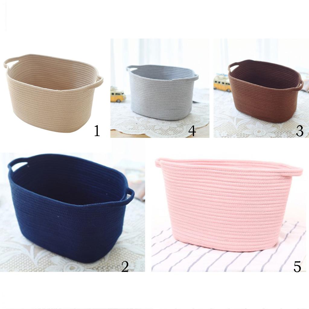 Nordic Cotton Woven Storage Basket for Laundry Sundries Toy Organizer Beige