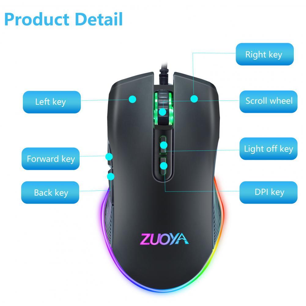 ZUOYA AT560 Có Dây Chuyên Nghiệp Đèn Nền RGB LED 3600DPI Quang USB Chuột Chơi Game Phụ Kiện Máy Tính Sinh Ra Để Dành Cho Game